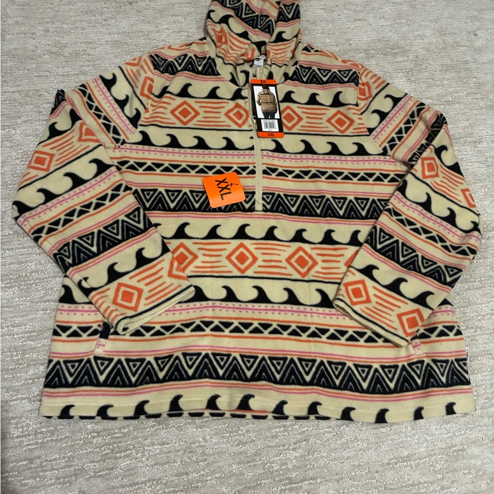 Women’s Patterned Sweater - Black and Cream size XXL O’Neill brand front zip